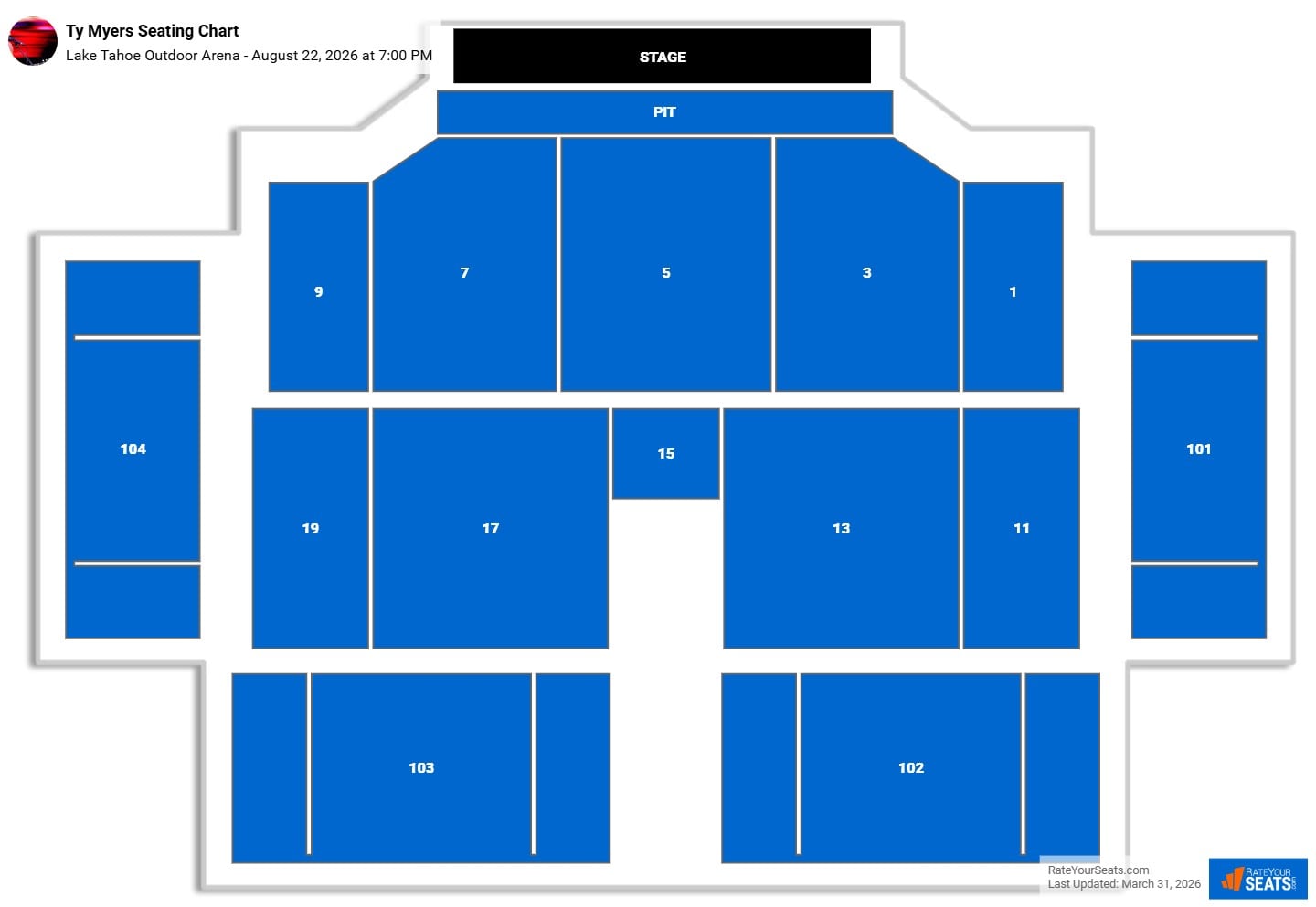 Ty Myers seating chart Lake Tahoe Amphitheatre at Caesars Republic