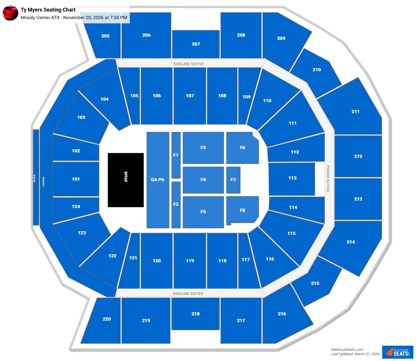 Ty Myers seating chart Moody Center ATX
