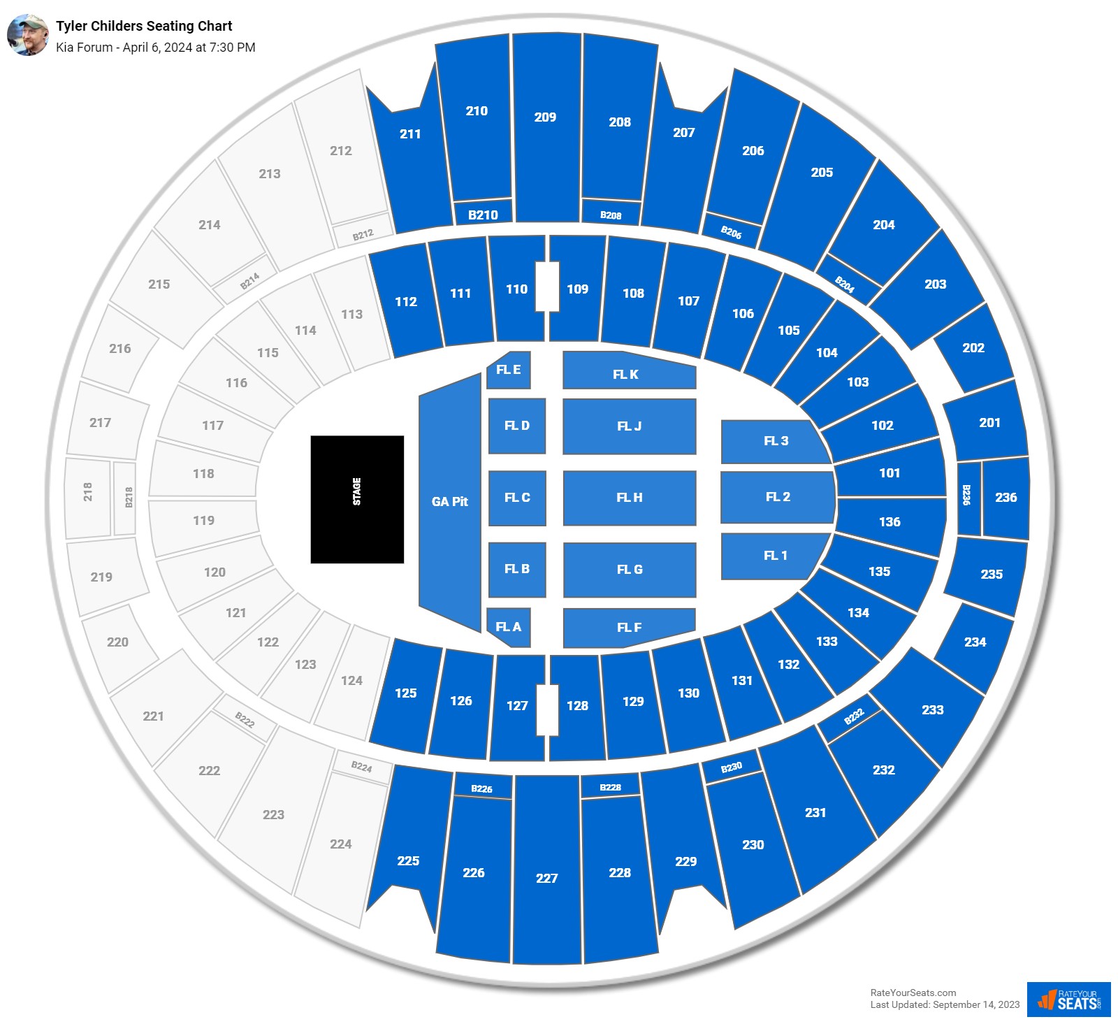 Tyler Childers seating chart Kia Forum