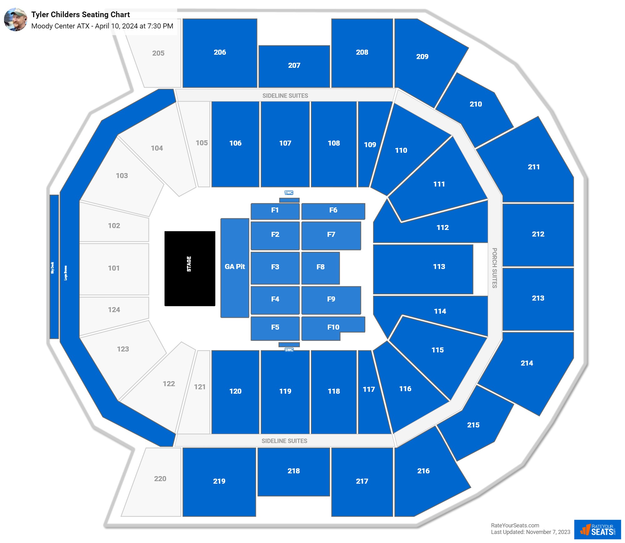 Tyler Childers seating chart Moody Center ATX