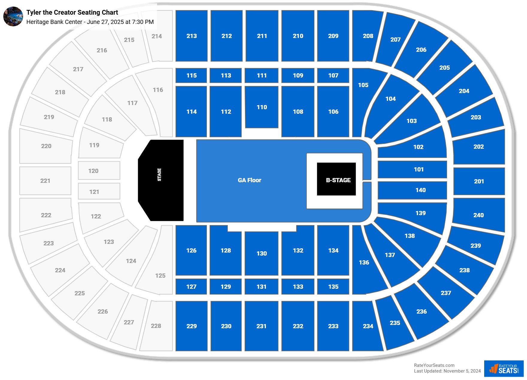 Tyler the Creator seating chart Heritage Bank Center