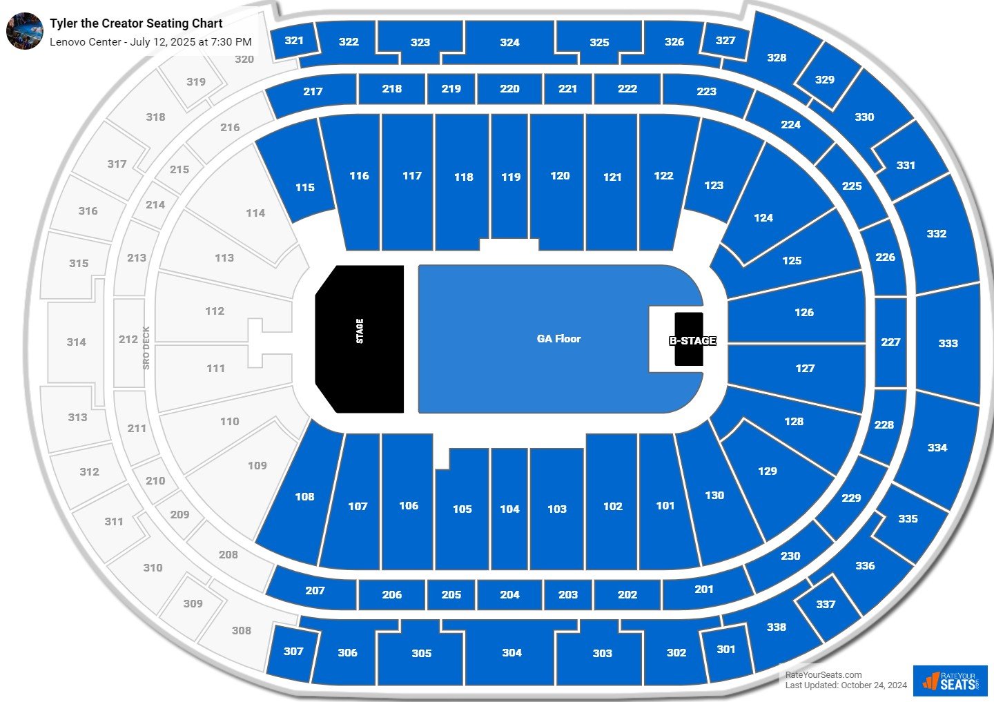 Tyler the Creator seating chart Lenovo Center