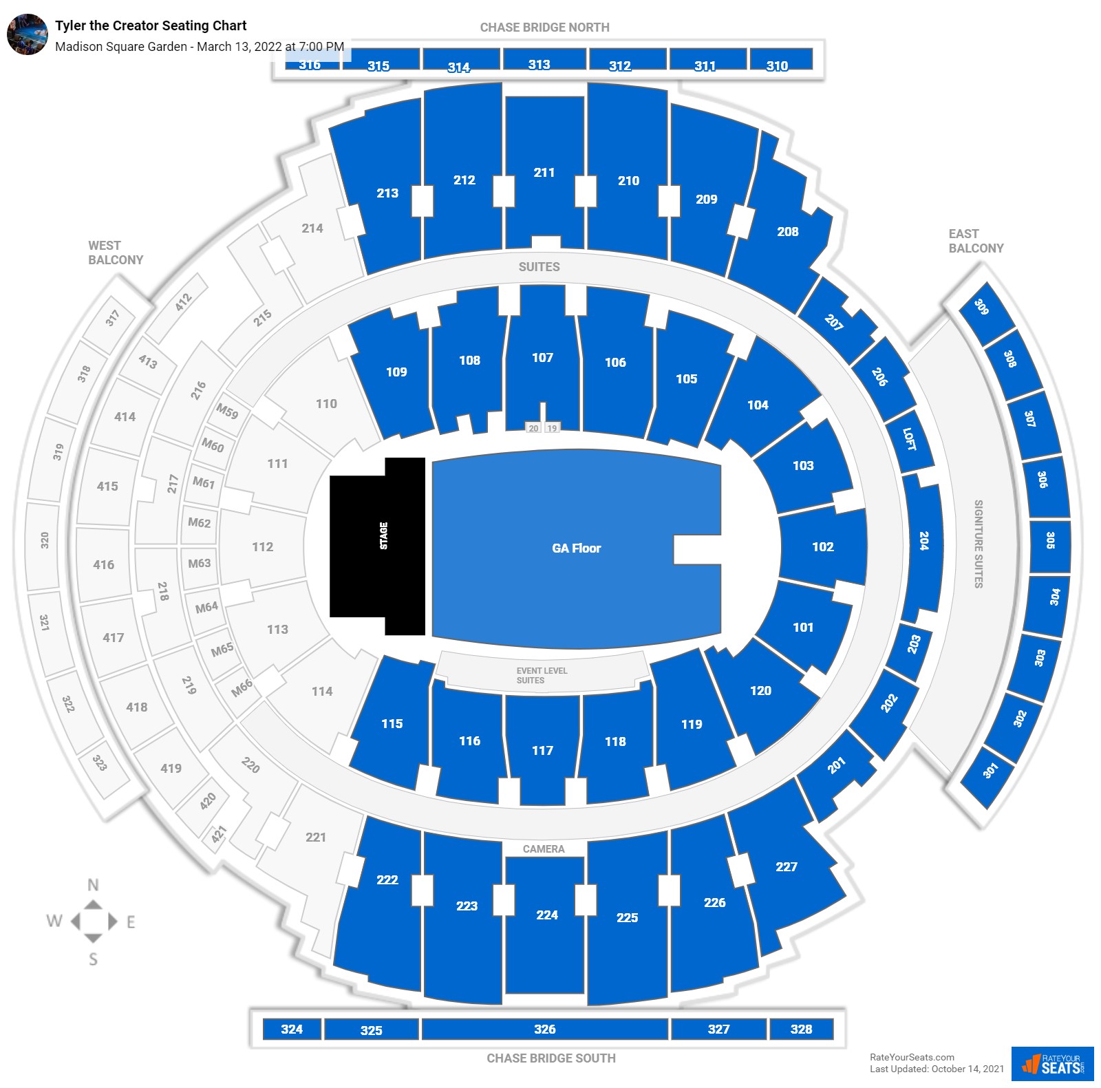 Tyler the Creator seating chart Madison Square Garden