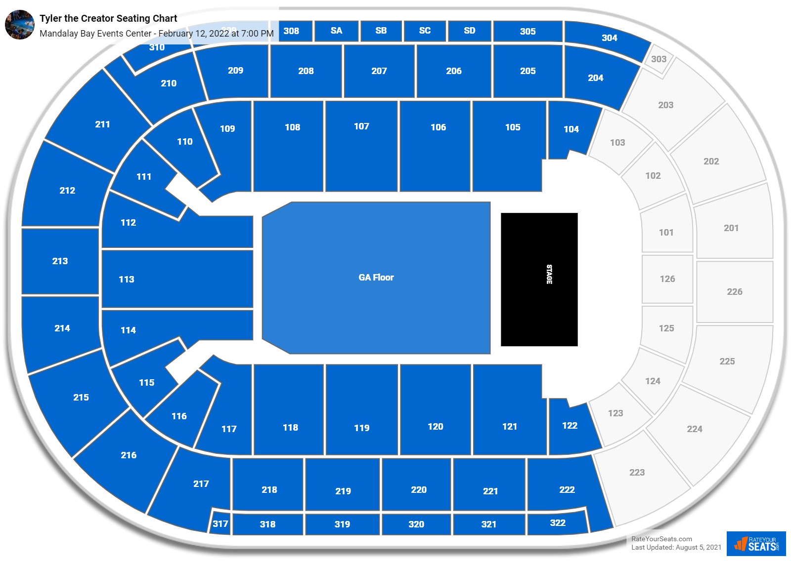 Tyler the Creator seating chart Michelob ULTRA Arena