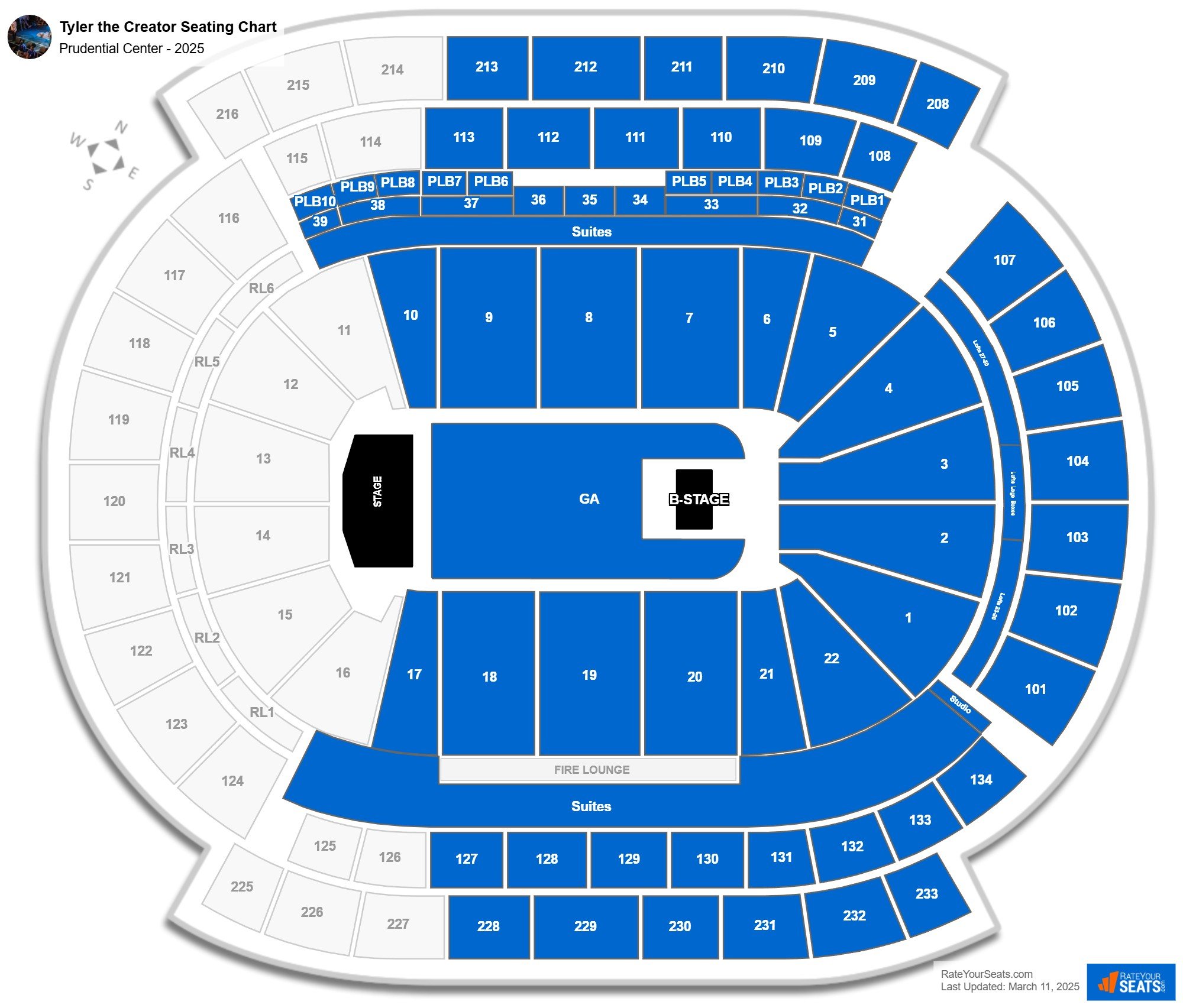 Tyler the Creator seating chart Prudential Center