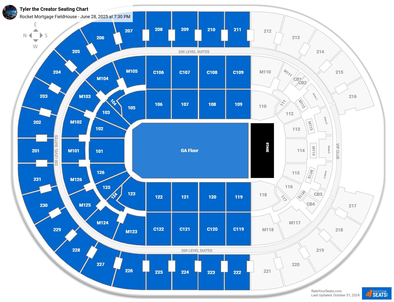 Tyler the Creator seating chart Rocket Arena