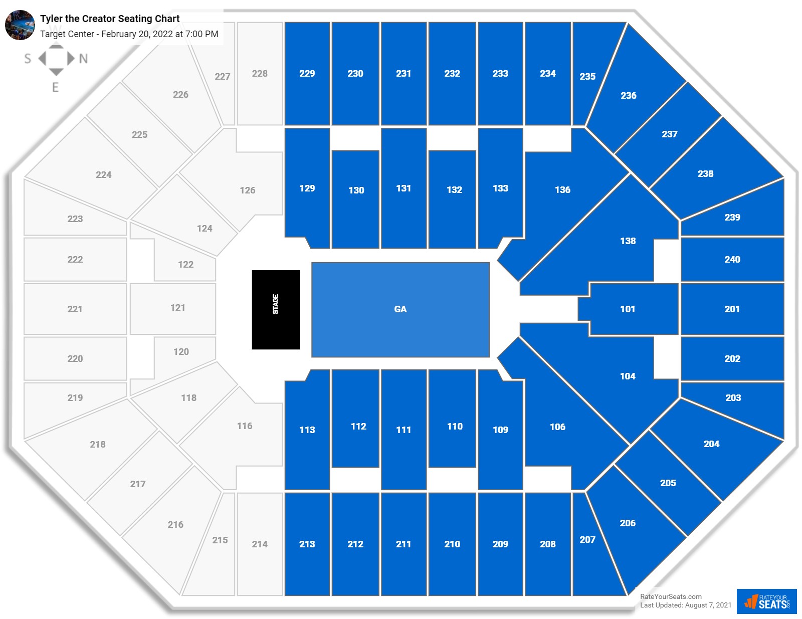 Tyler the Creator seating chart Target Center