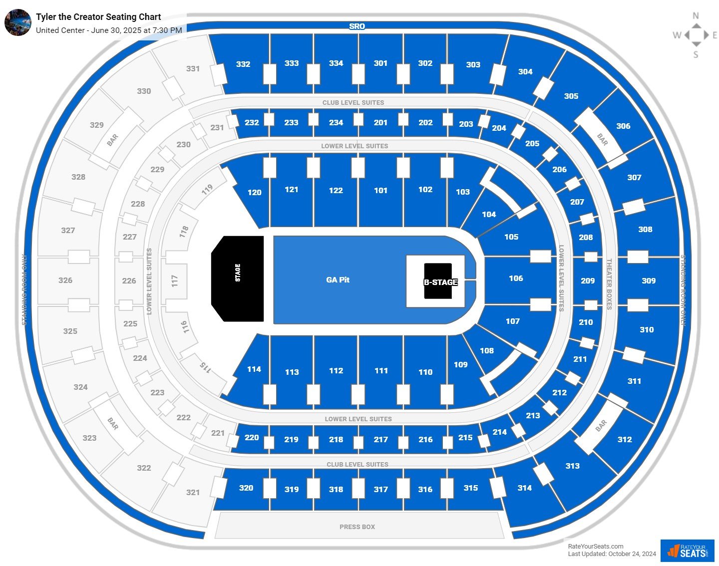 Tyler the Creator seating chart United Center