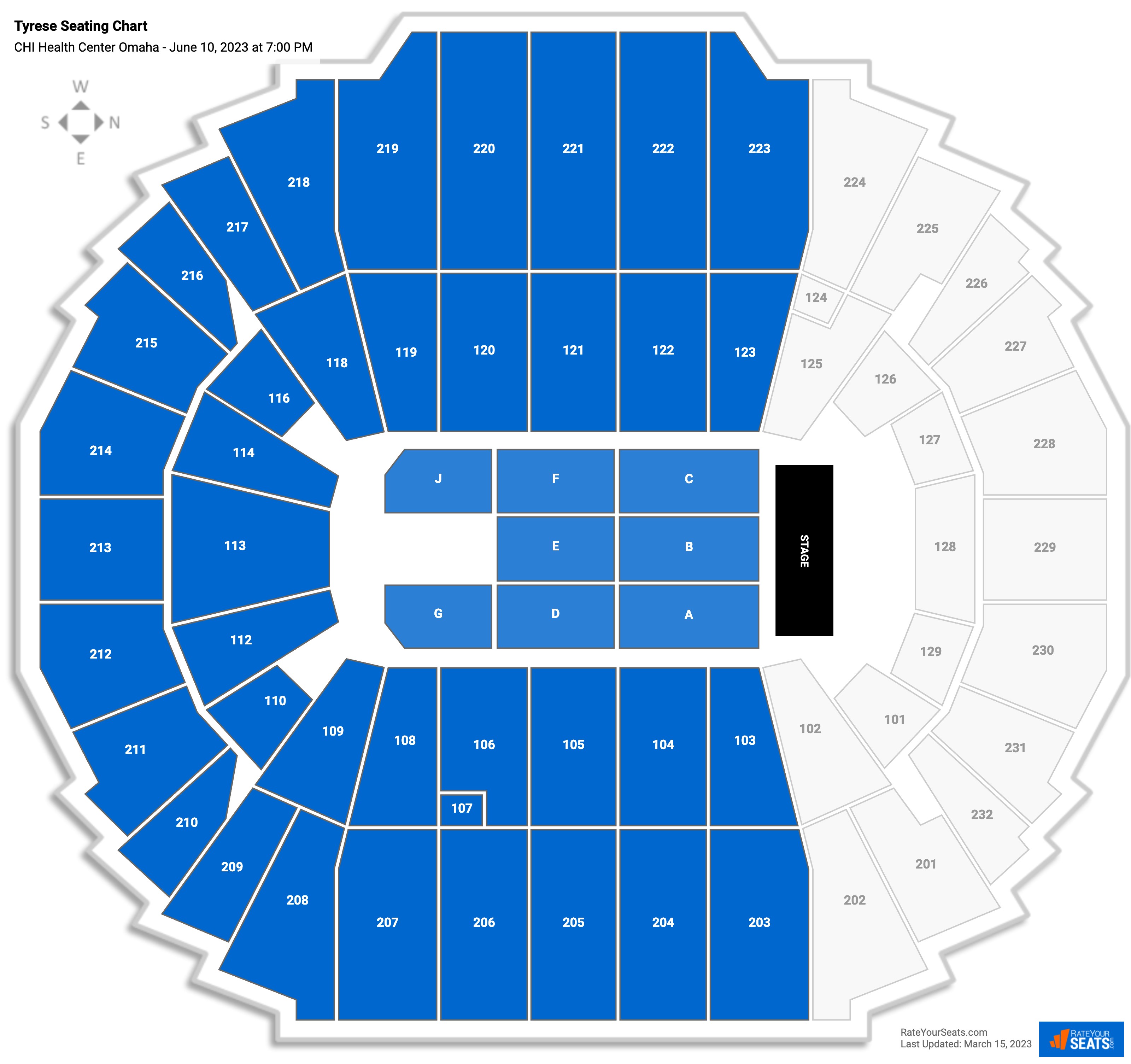 Tyrese seating chart CHI Health Center Omaha