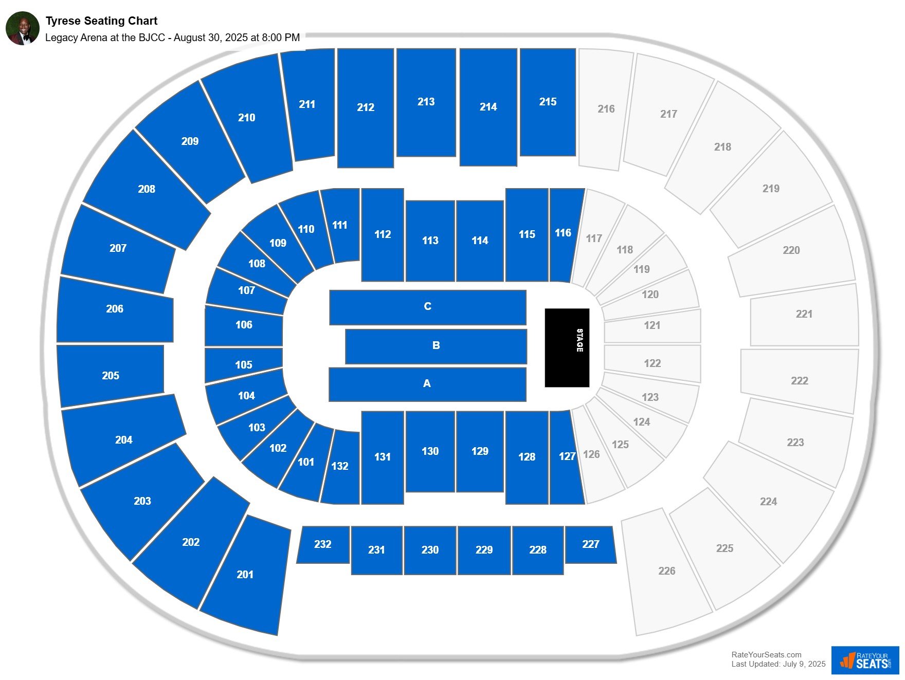 Tyrese seating chart Legacy Arena at the BJCC