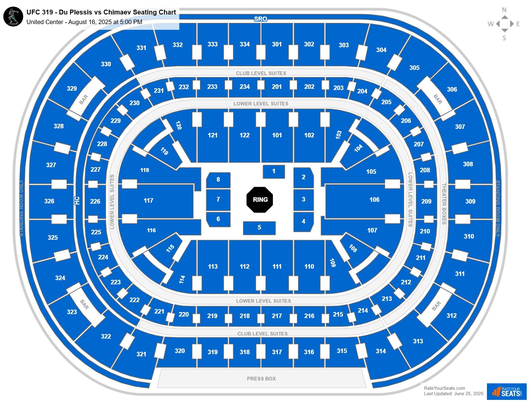 UFC 319 - Du Plessis vs Chimaev seating chart United Center