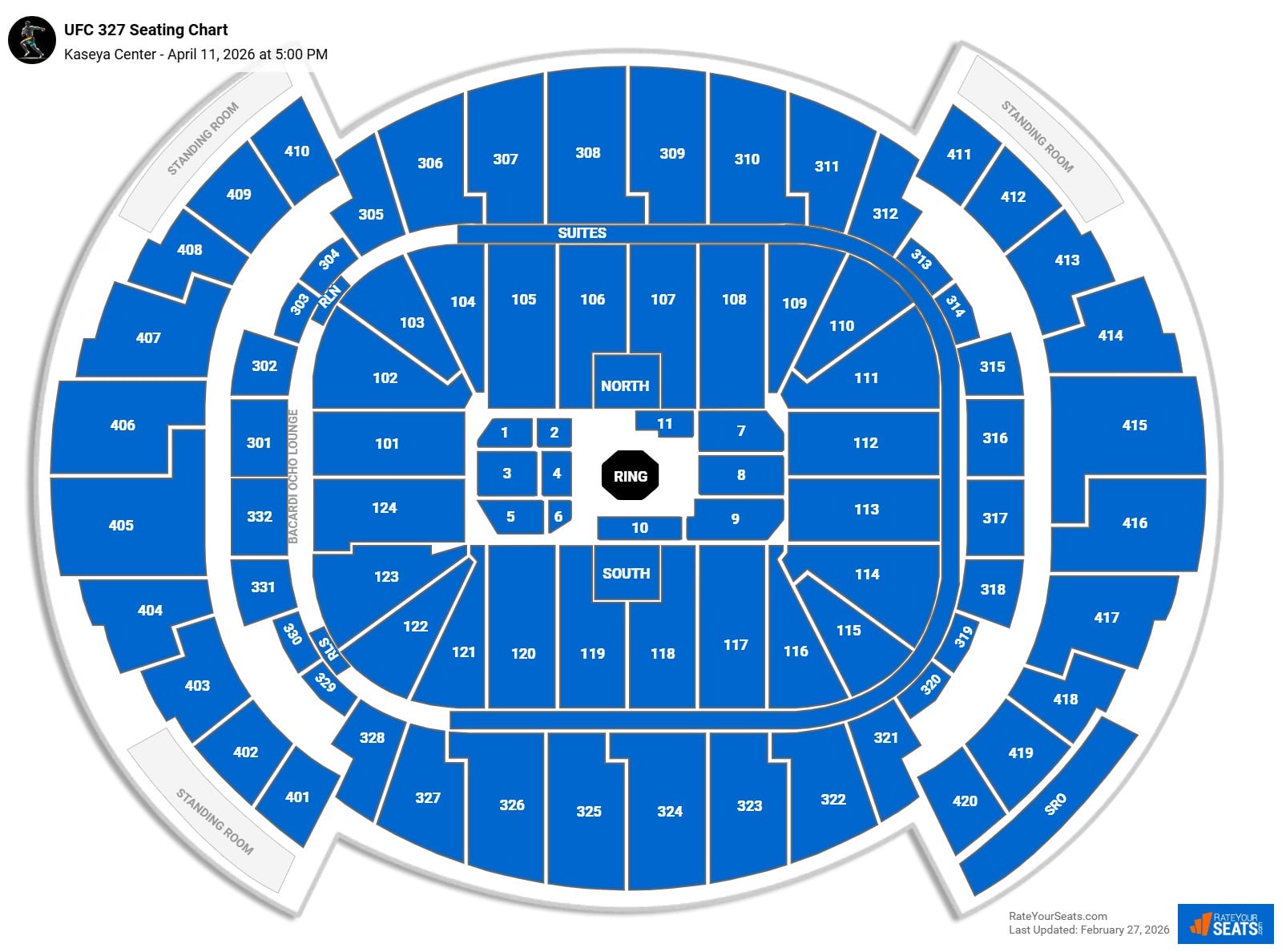 UFC 327 seating chart Kaseya Center