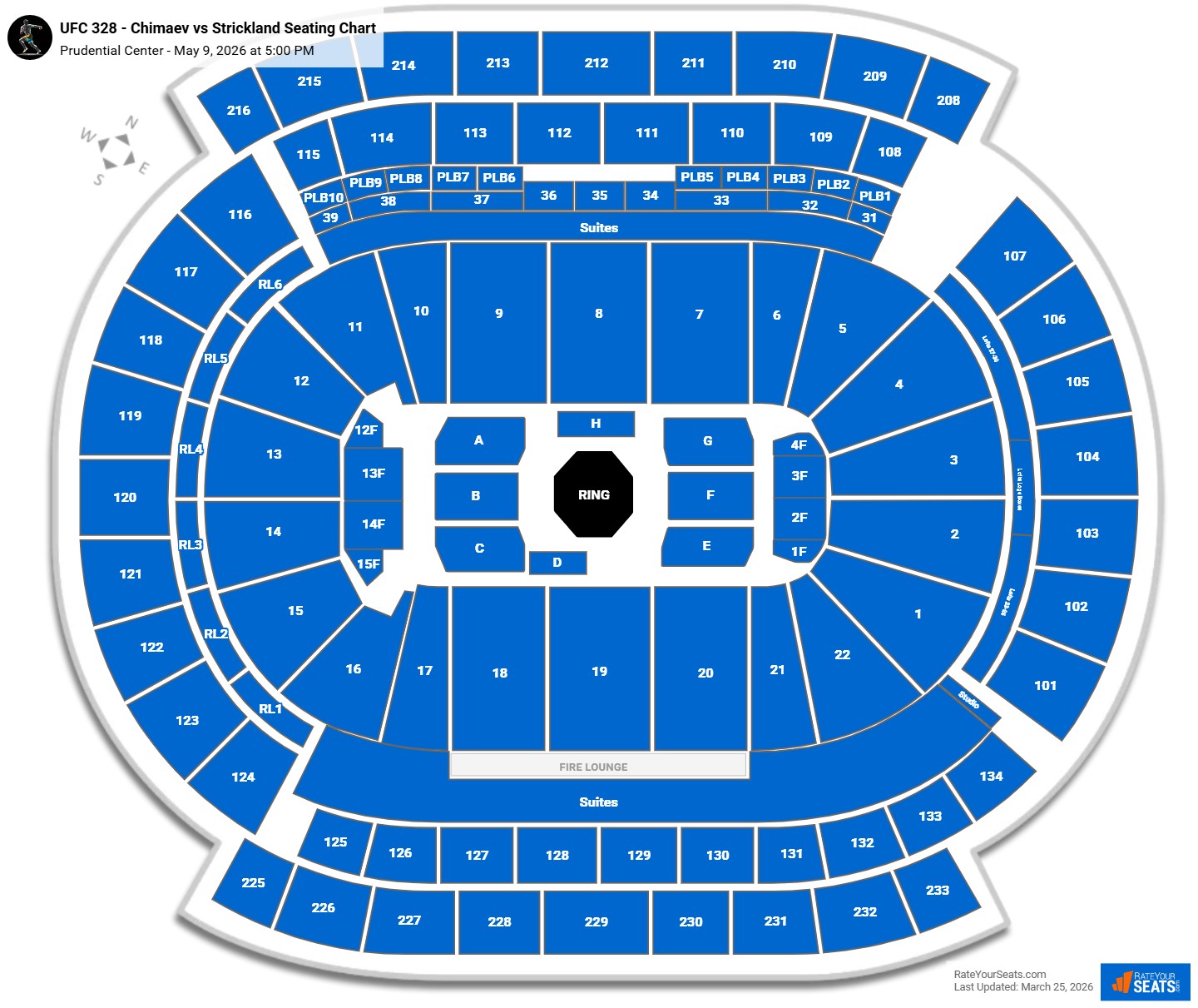 UFC 328 - Chimaev vs Strickland seating chart Prudential Center
