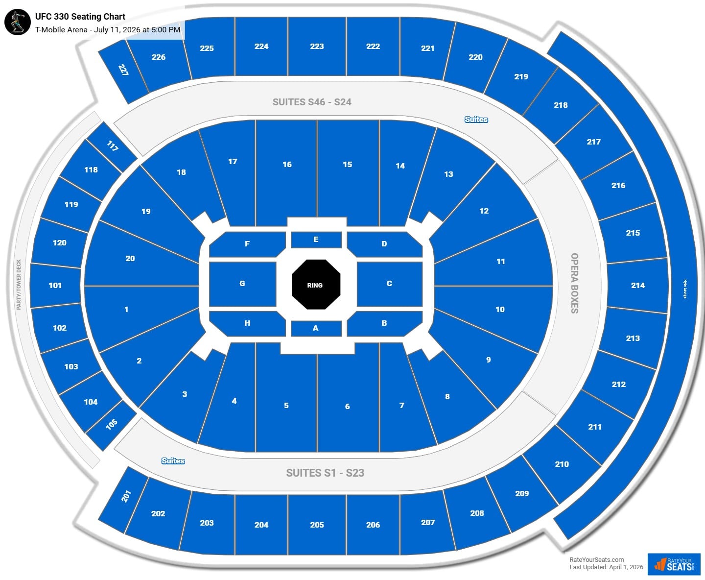 UFC 330 seating chart T-Mobile Arena