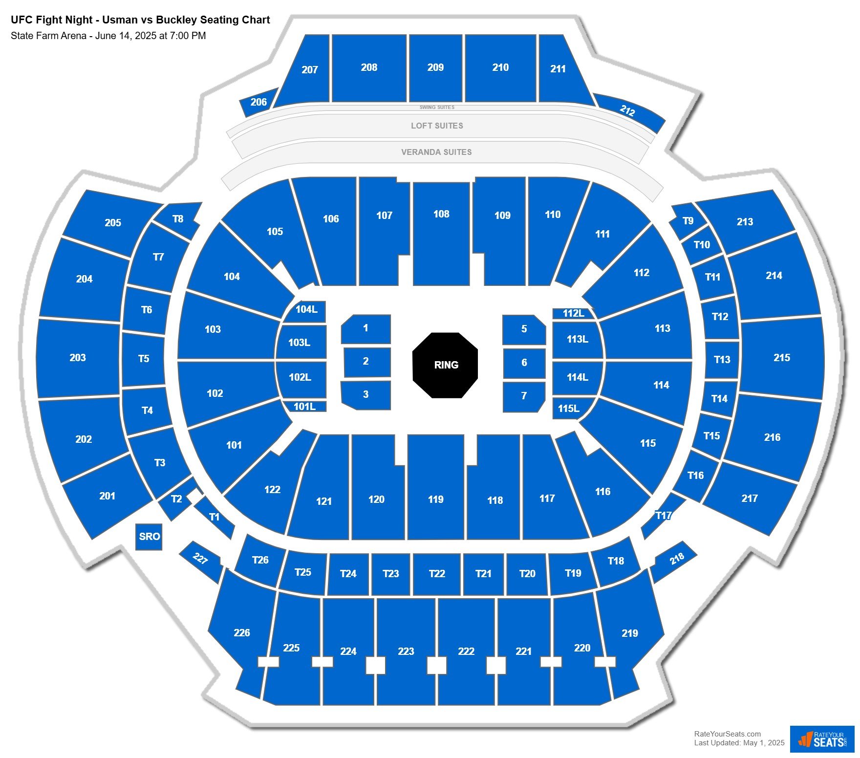 UFC Fight Night - Usman vs Buckley seating chart State Farm Arena