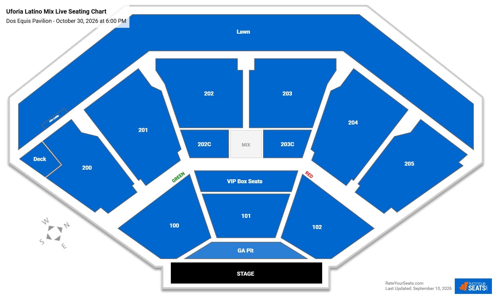 Uforia Latino Mix Live Seating Chart at Dos Equis Pavilion