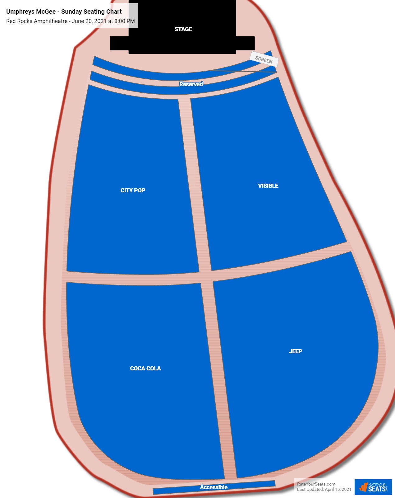 Umphreys McGee - Sunday seating chart Red Rocks Amphitheatre