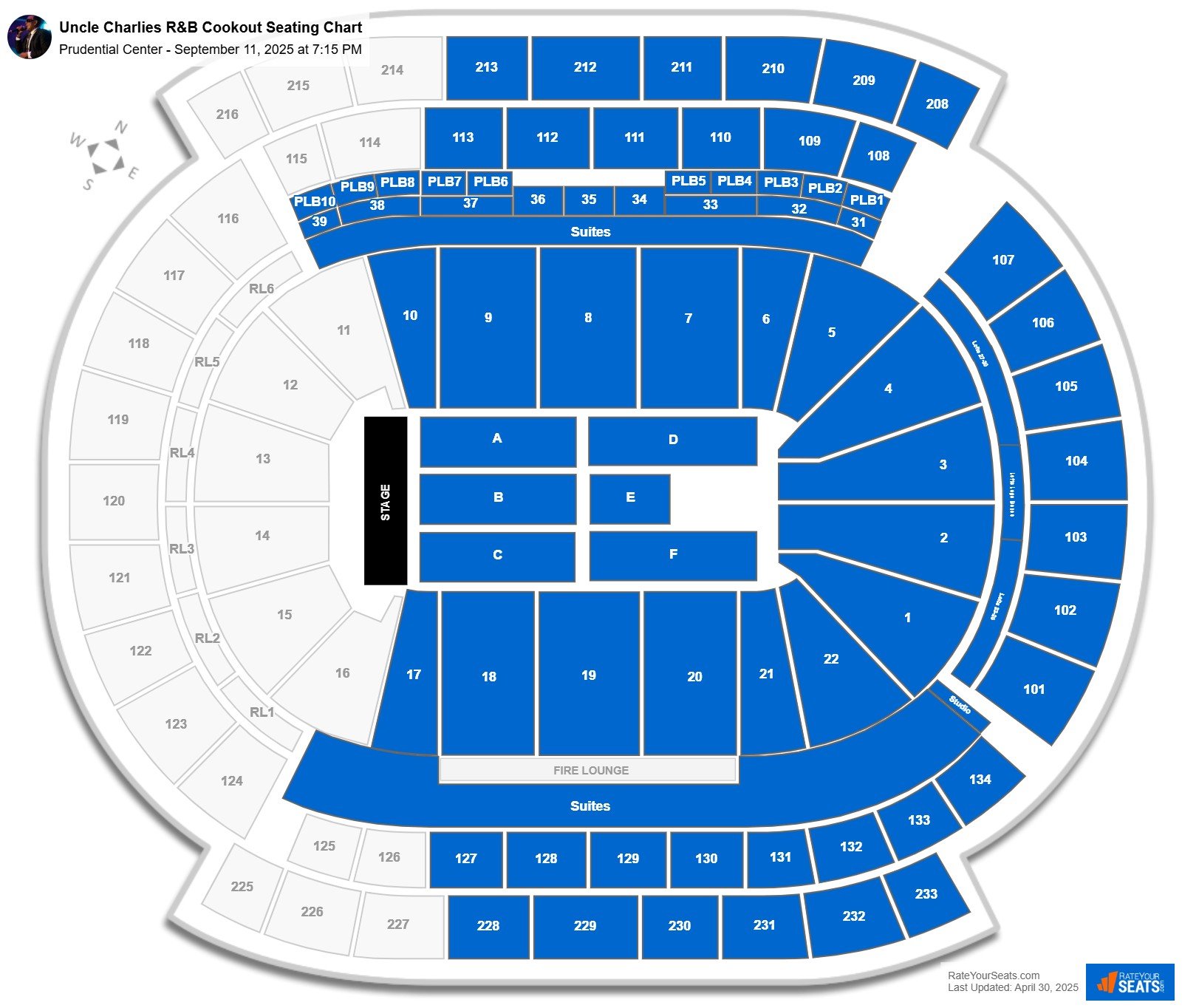 Uncle Charlies R&B Cookout seating chart Prudential Center