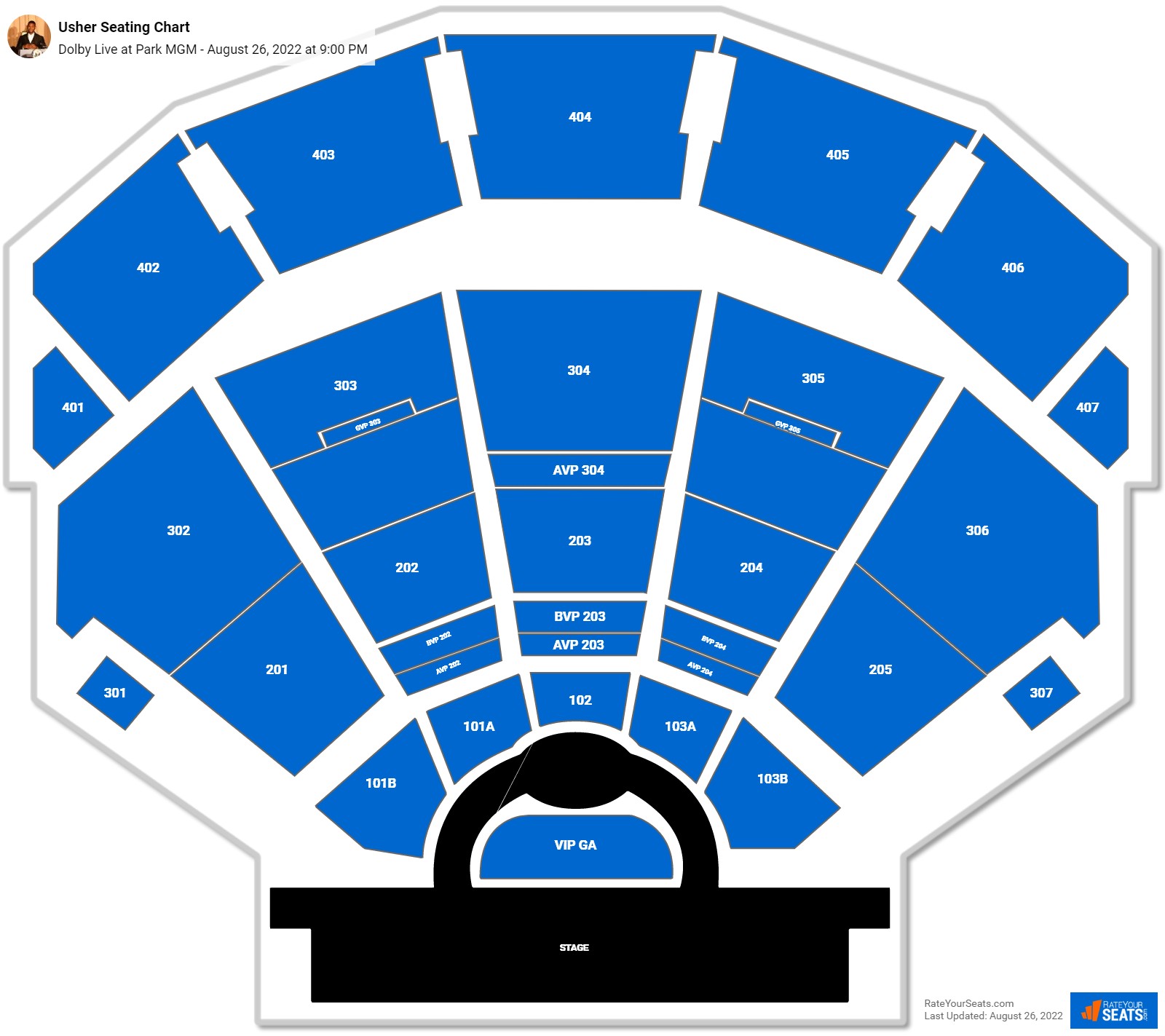 Usher seating chart Dolby Live at Park MGM