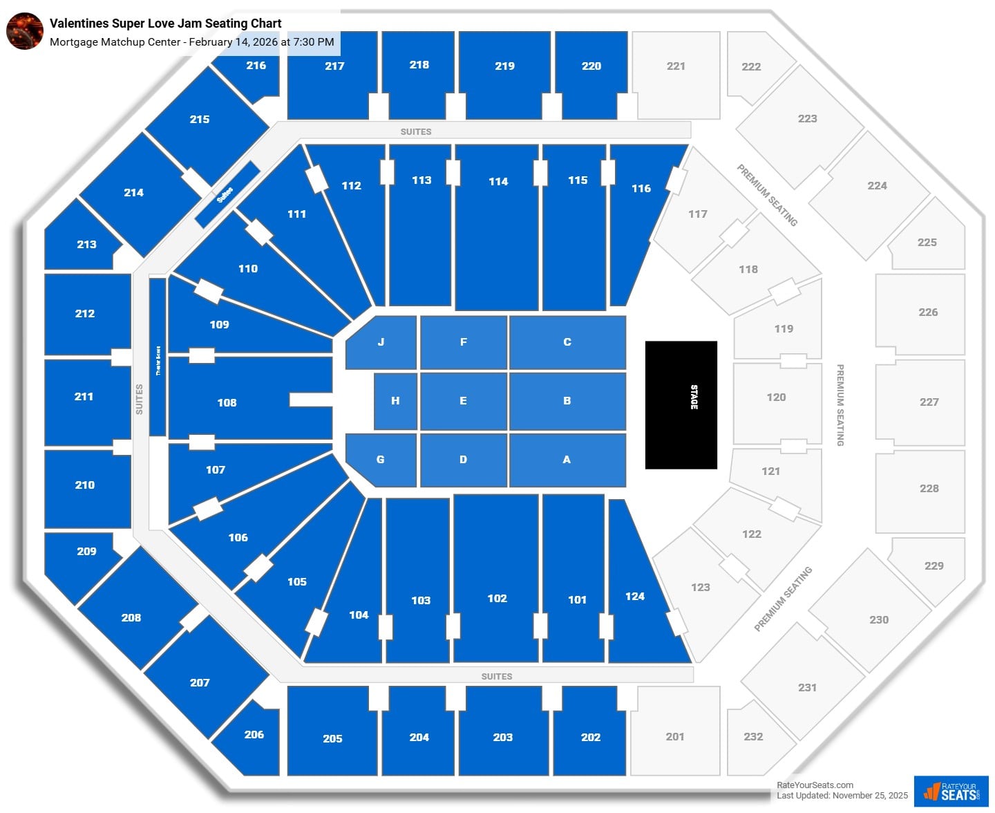 Valentines Super Love Jam seating chart Mortgage Matchup Center