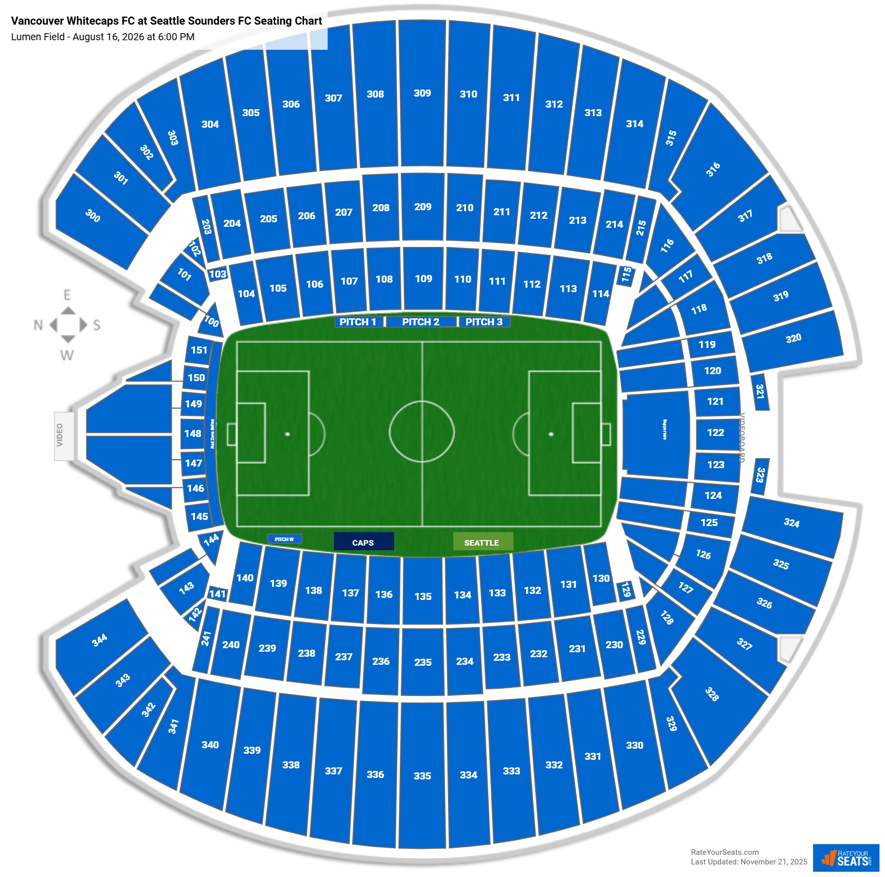 Vancouver Whitecaps FC at Seattle Sounders FC seating chart Lumen Field