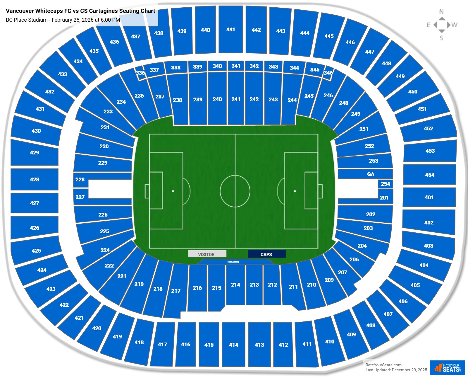 Vancouver Whitecaps FC vs CS Cartagines seating chart BC Place Stadium