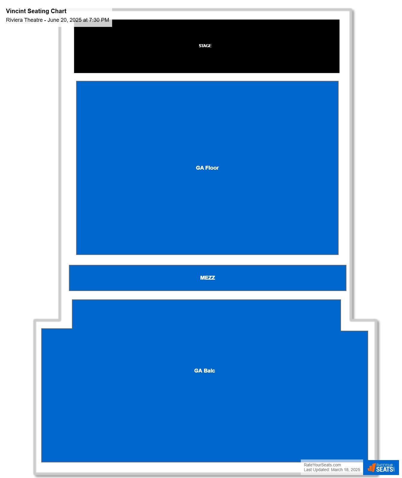 Vincint seating chart Riviera Theatre