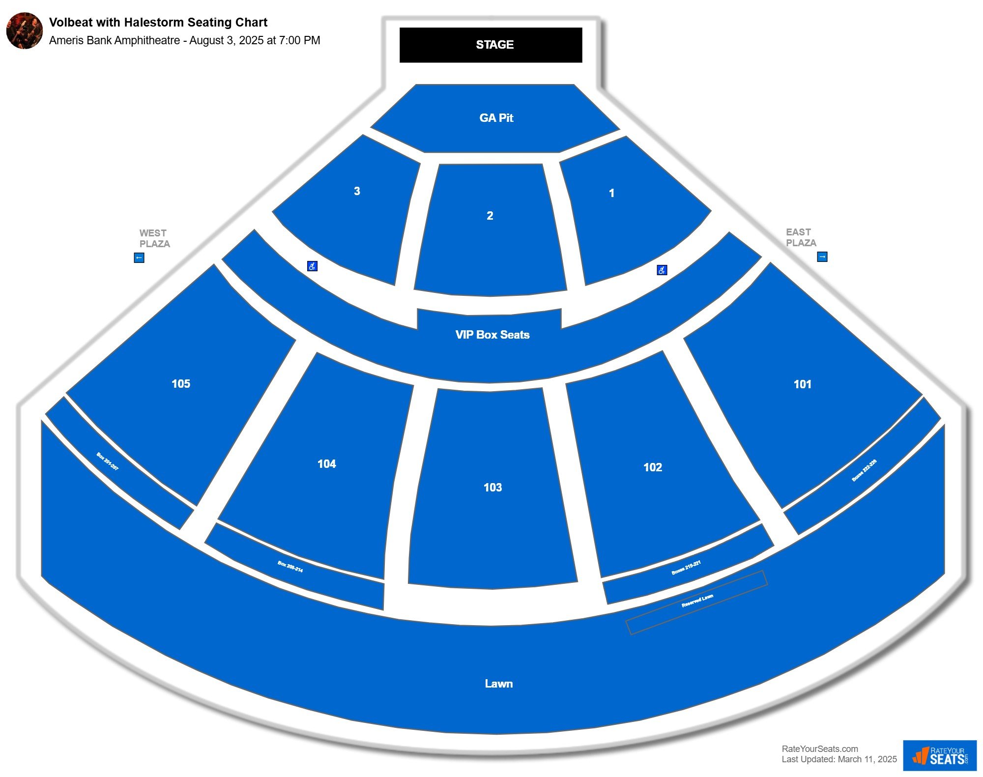 Volbeat with Halestorm seating chart Ameris Bank Amphitheatre