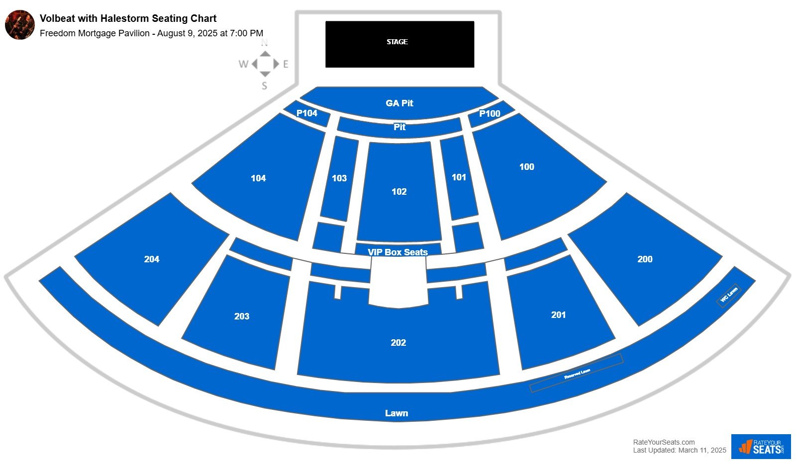 Volbeat with Halestorm seating chart Freedom Mortgage Pavilion