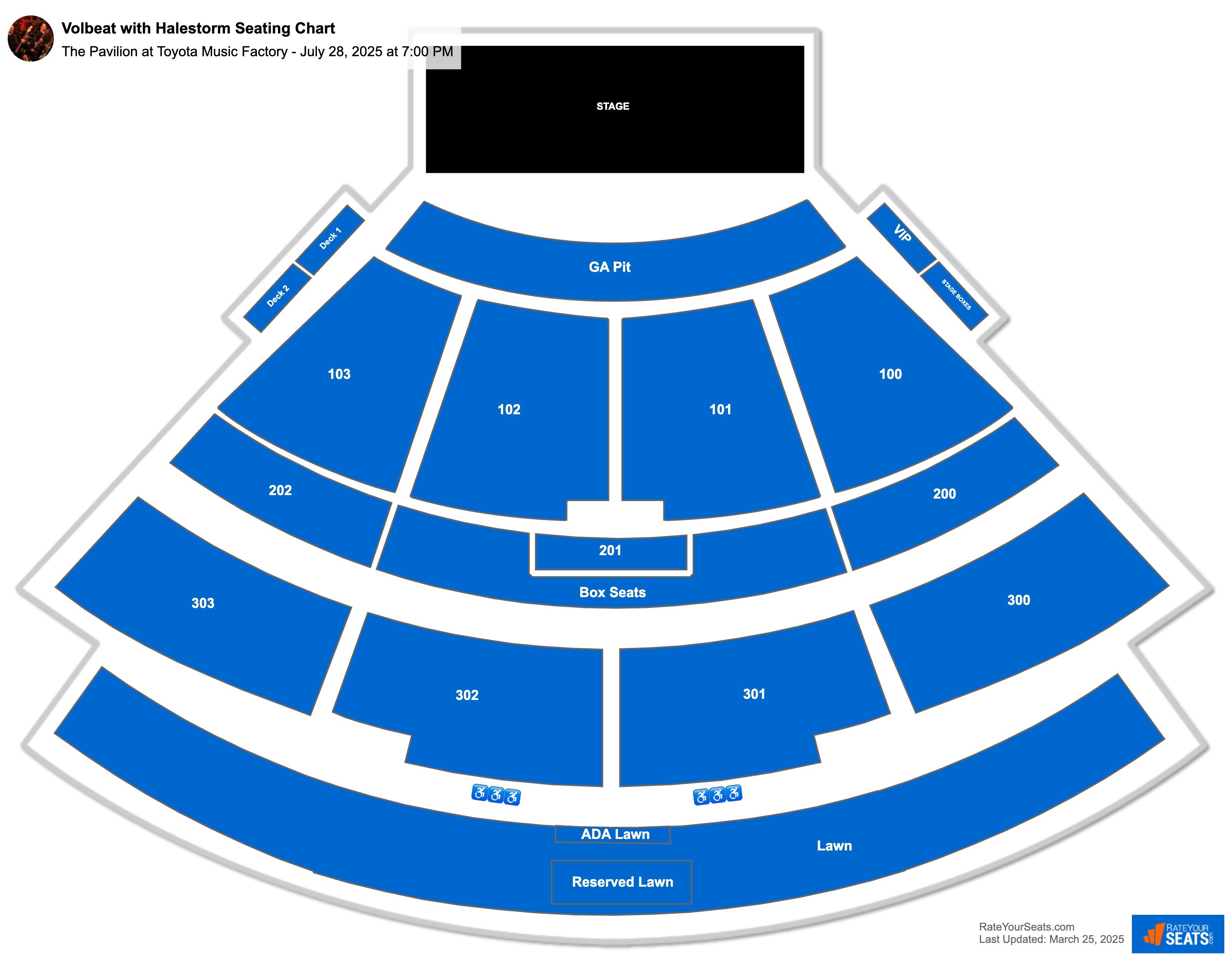 Volbeat with Halestorm seating chart The Pavilion at Toyota Music Factory