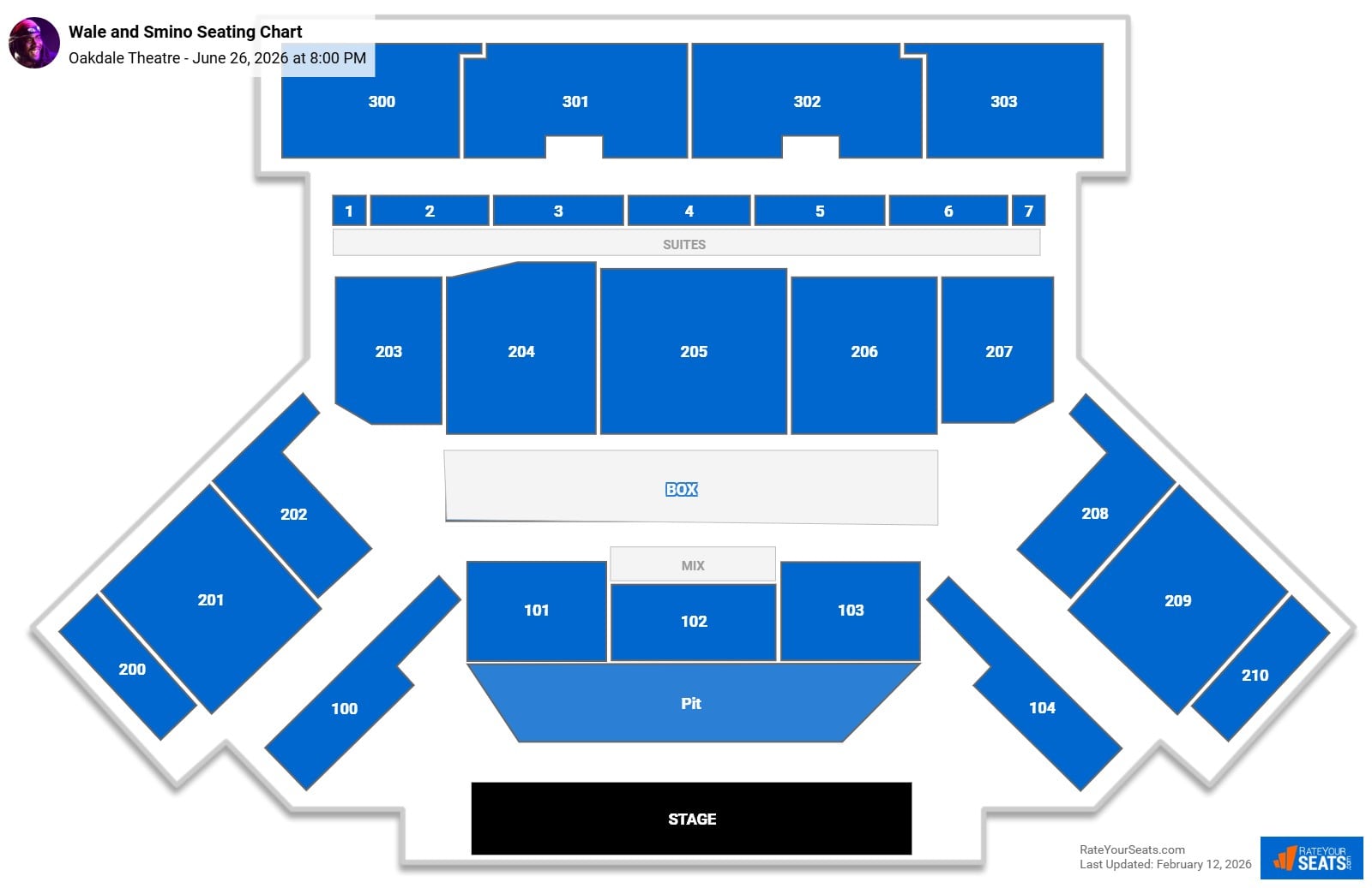 Wale and Smino seating chart Oakdale Theatre