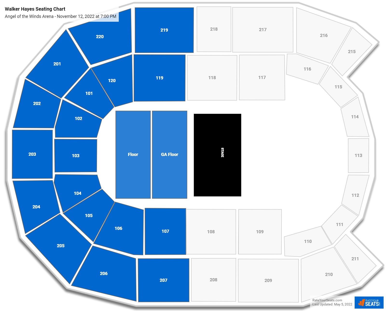 Walker Hayes seating chart Angel of the Winds Arena