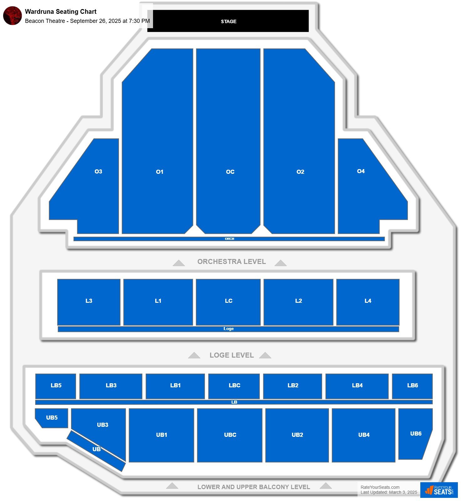 Wardruna seating chart Beacon Theatre