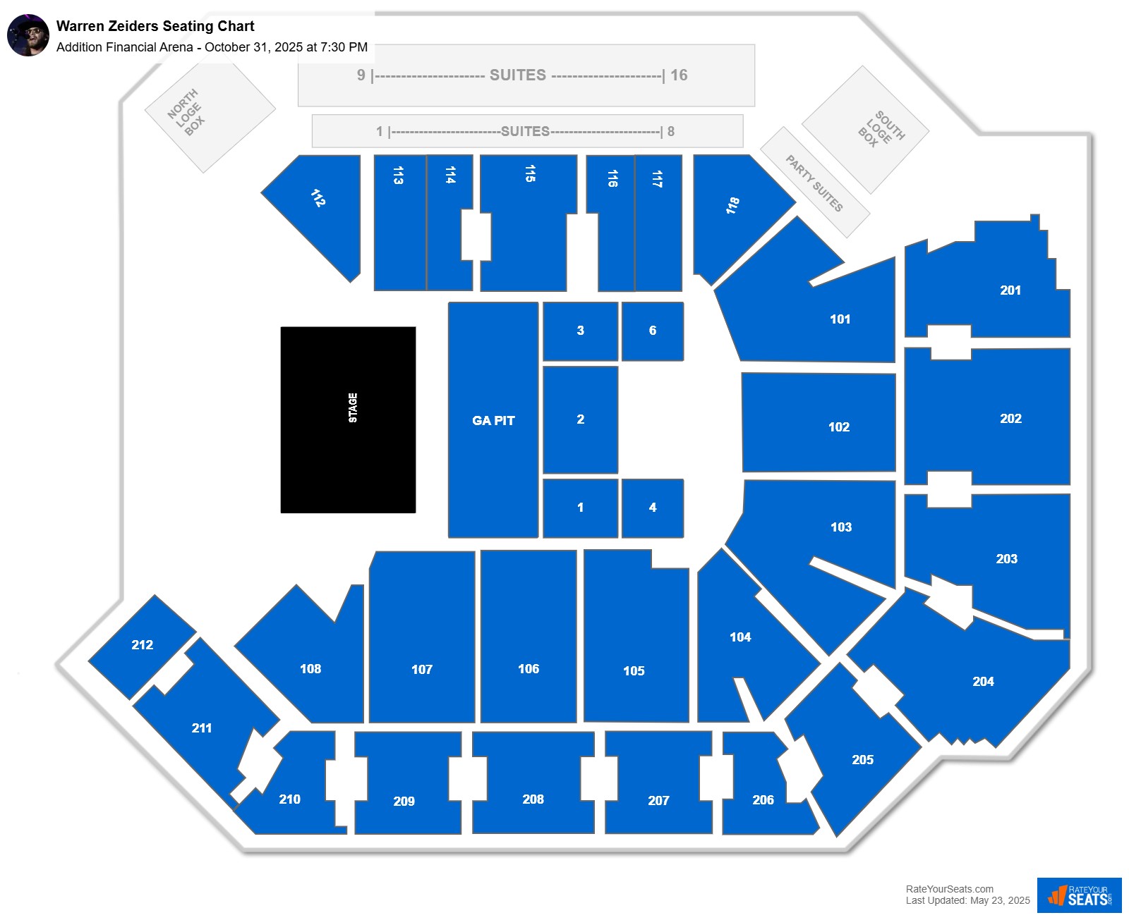 Warren Zeiders seating chart Addition Financial Arena