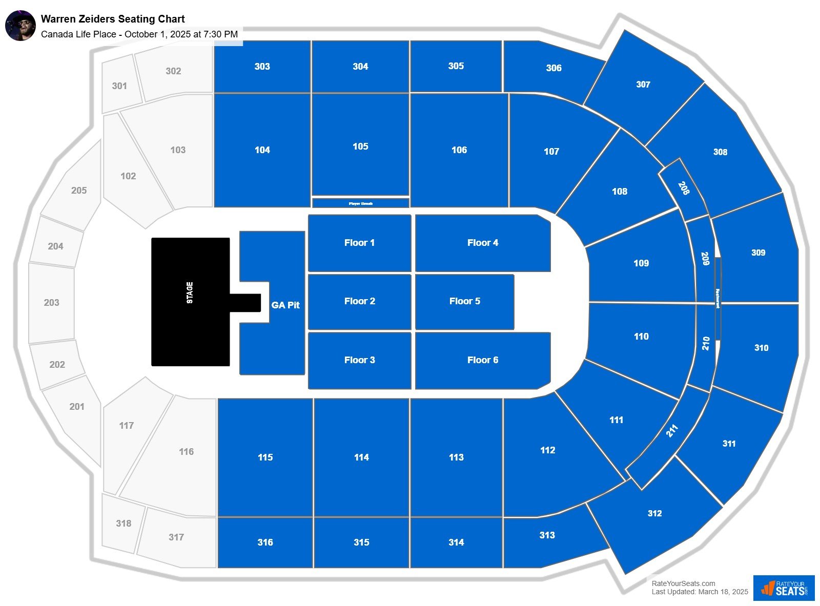 Warren Zeiders seating chart Canada Life Place
