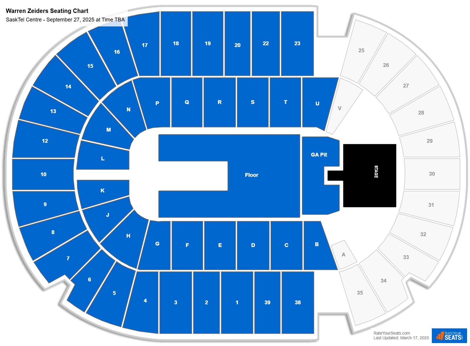 Warren Zeiders seating chart SaskTel Centre