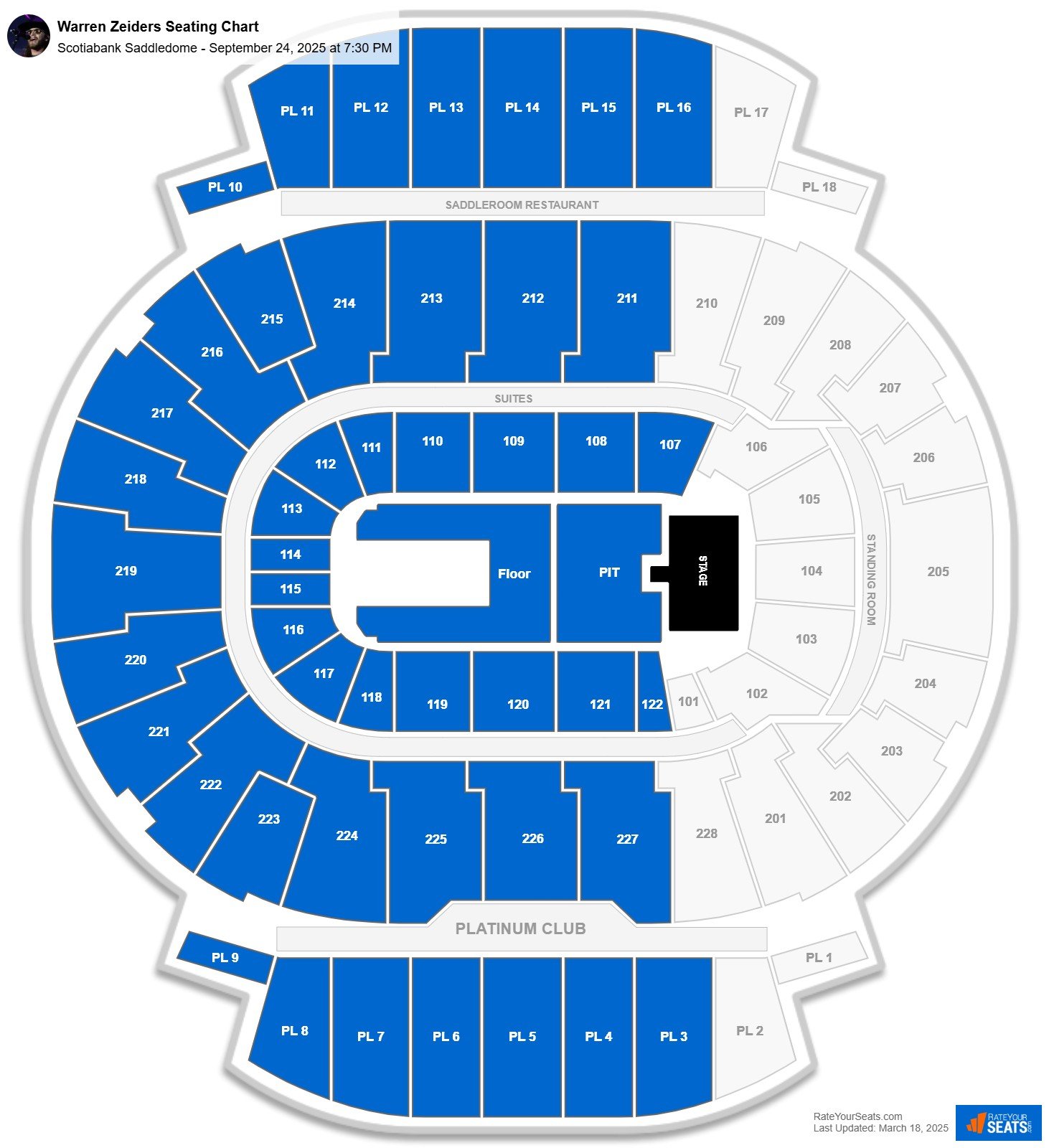 Warren Zeiders seating chart Scotiabank Saddledome