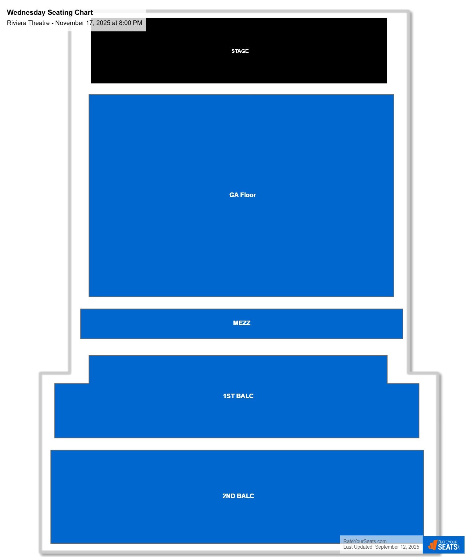 Wednesday seating chart Riviera Theatre