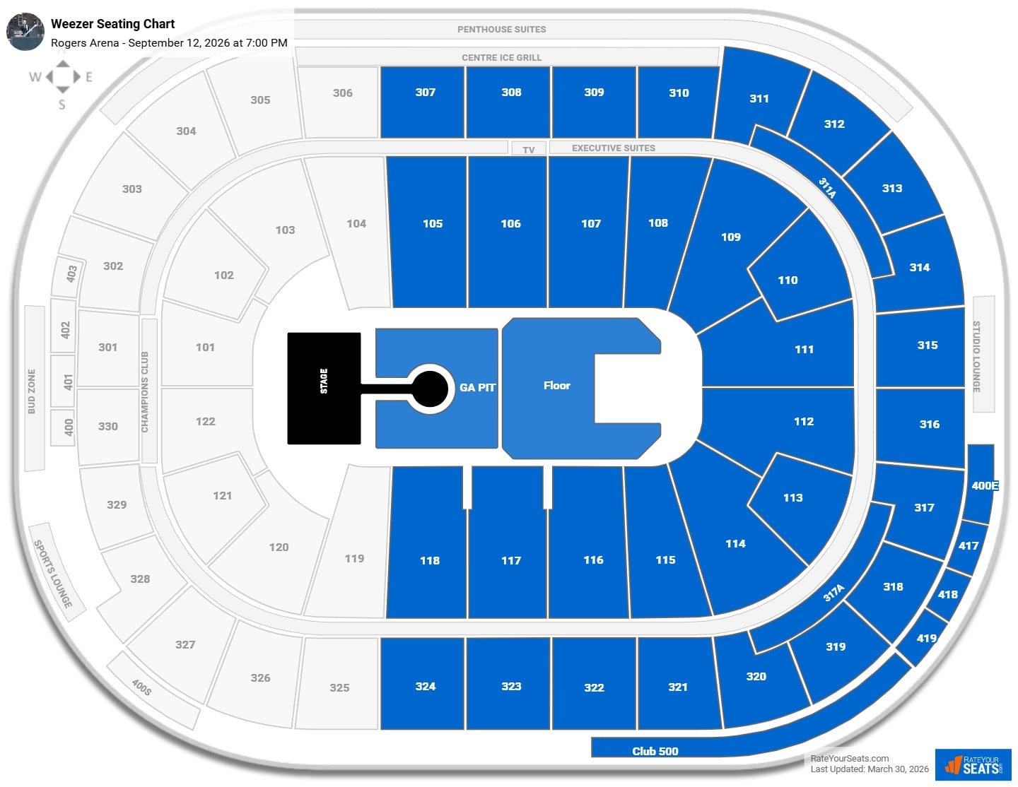 Weezer seating chart Rogers Arena