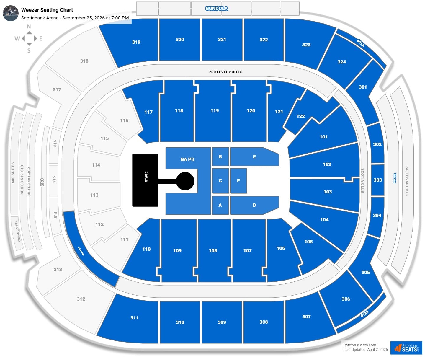 Weezer seating chart Scotiabank Arena