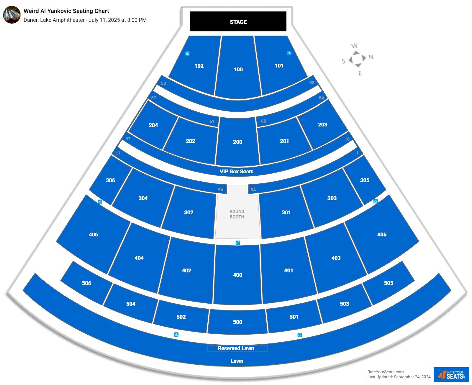 Weird Al Yankovic seating chart Darien Lake Amphitheater