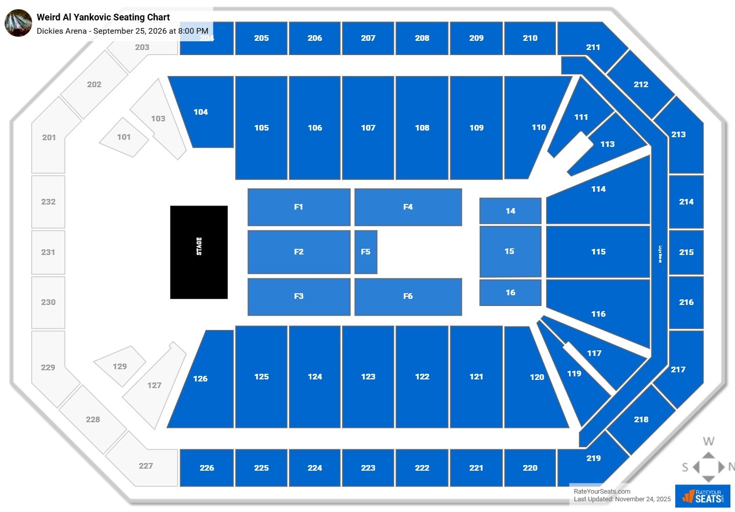 Weird Al Yankovic seating chart Dickies Arena