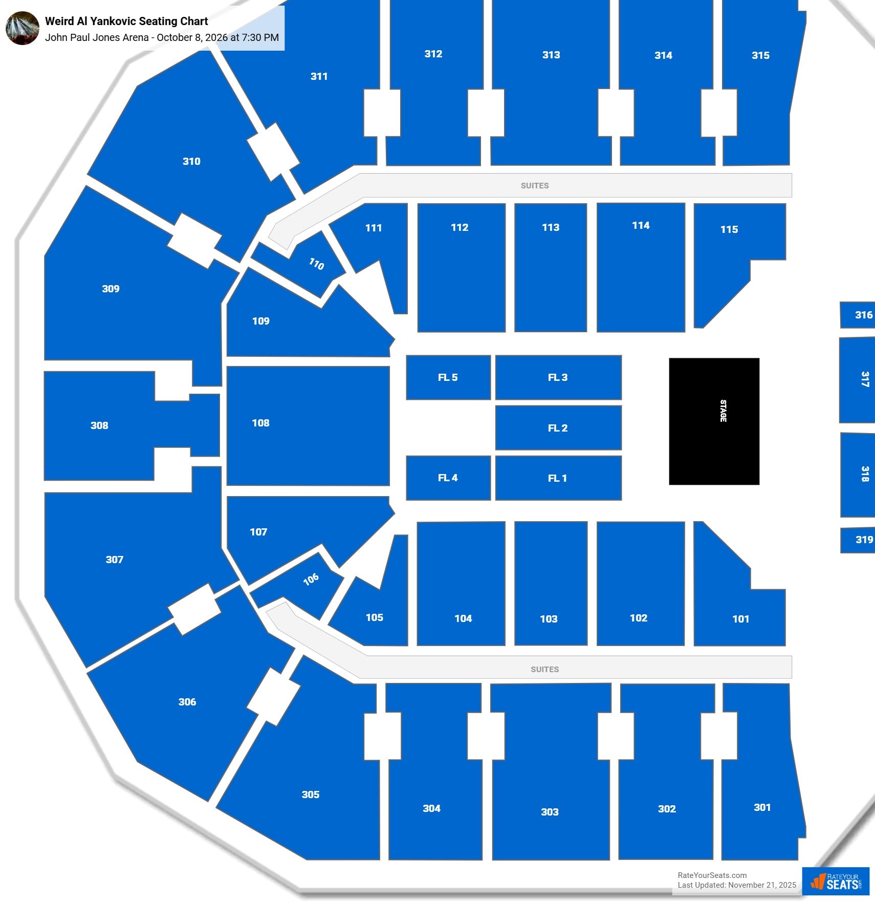 Weird Al Yankovic seating chart John Paul Jones Arena