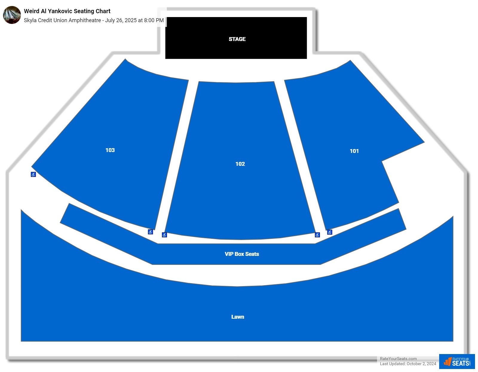 Weird Al Yankovic seating chart Skyla Credit Union Amphitheatre
