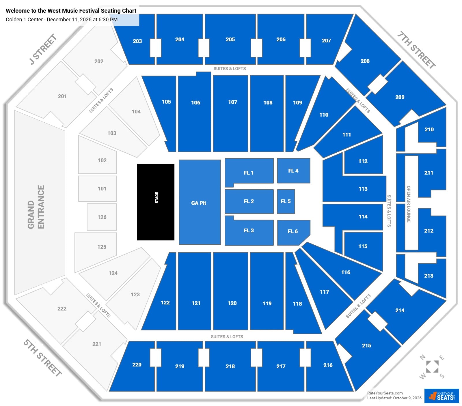 Welcome to the West Music Festival Seating Chart at Golden 1 Center