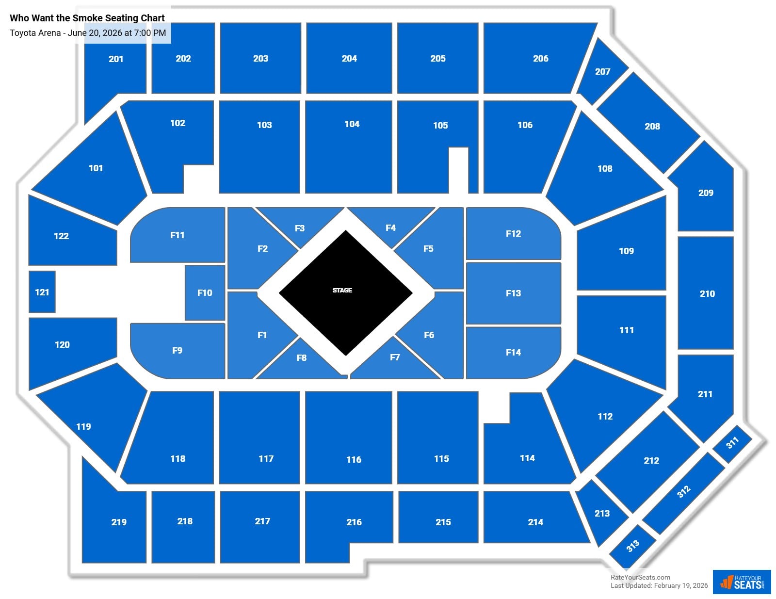 Who Want the Smoke seating chart Toyota Arena
