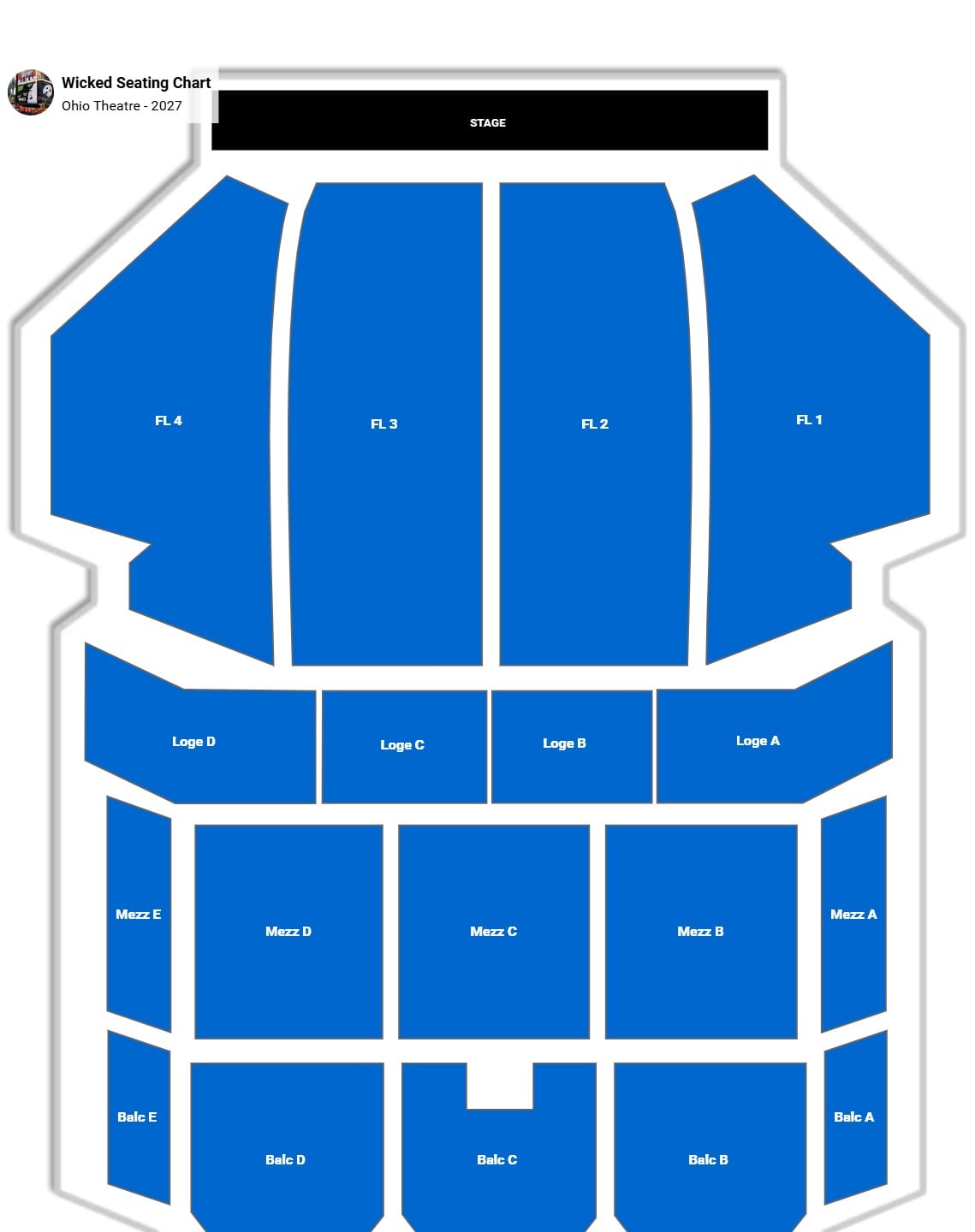 Wicked seating chart Ohio Theatre