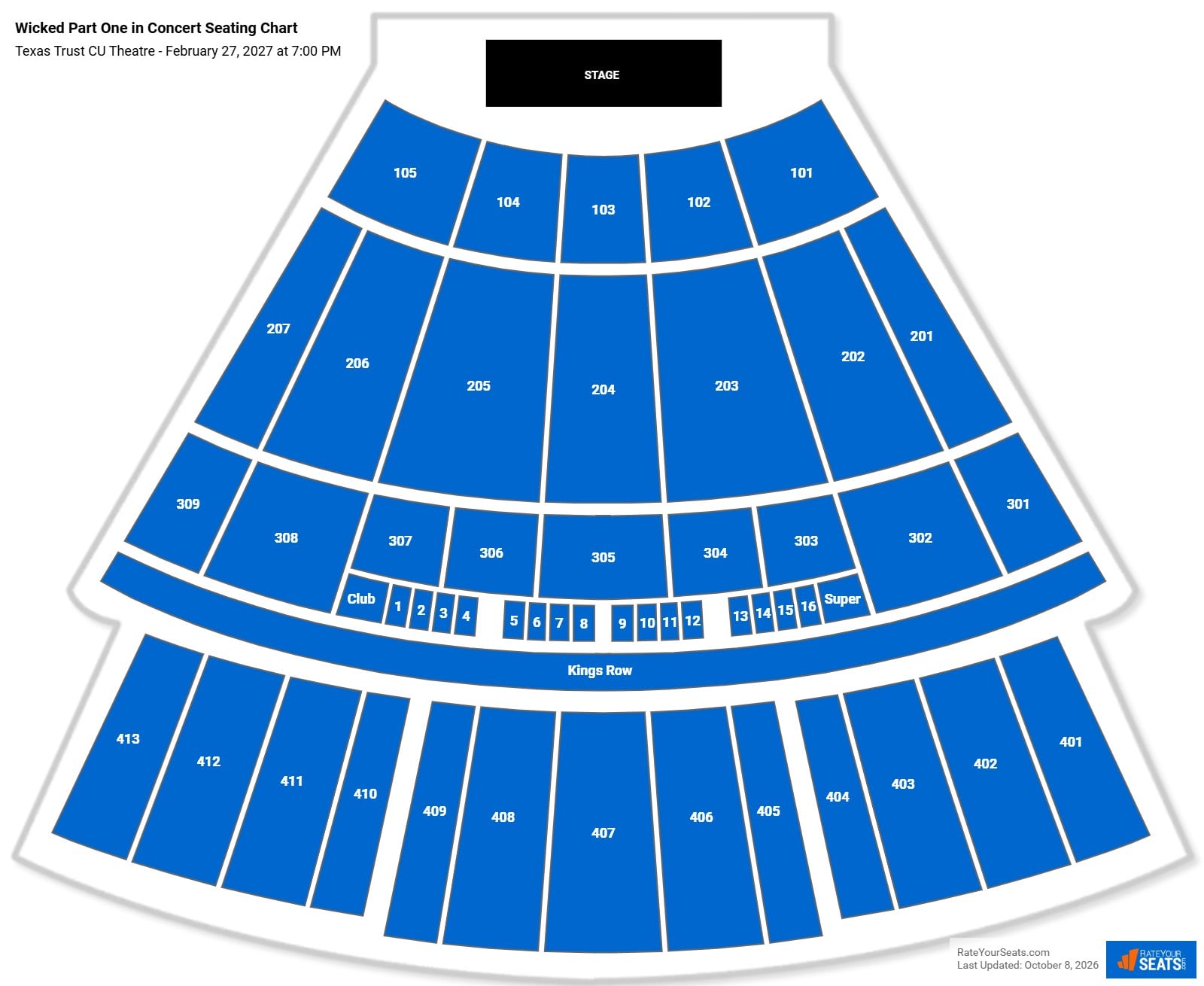 Wicked Part One in Concert Seating Chart at Texas Trust CU Theatre