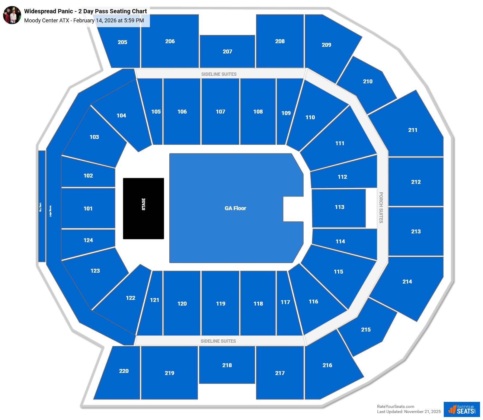 Widespread Panic - 2 Day Pass seating chart Moody Center ATX