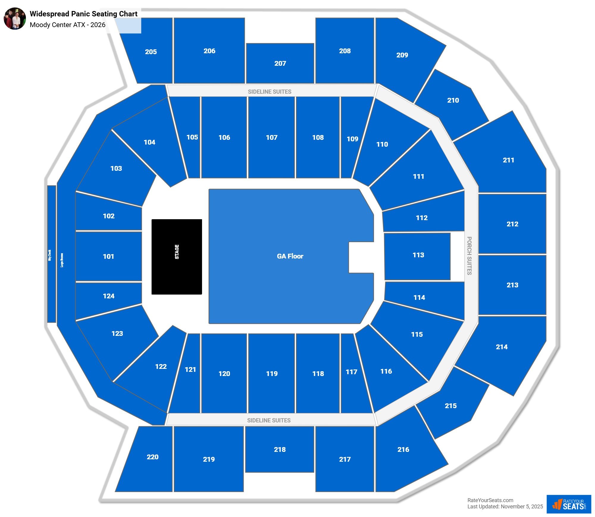 Widespread Panic seating chart Moody Center ATX